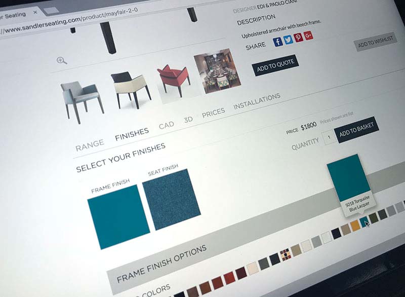 sandler seating Wordpress driven furniture website