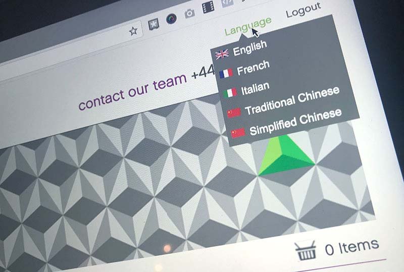website multi-lingual dropdown