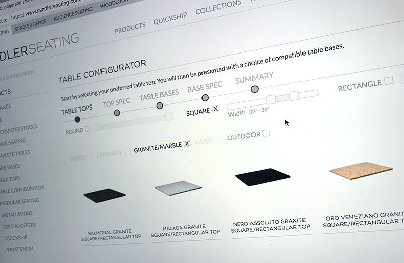 online table configurator