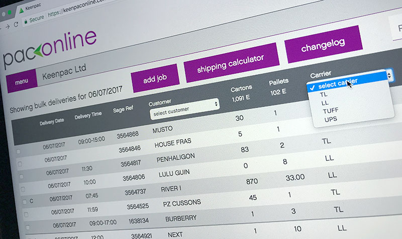 haulier selection logistics website