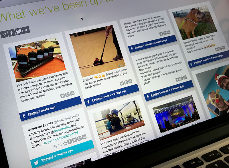 Facebook posts embedded into website news feed