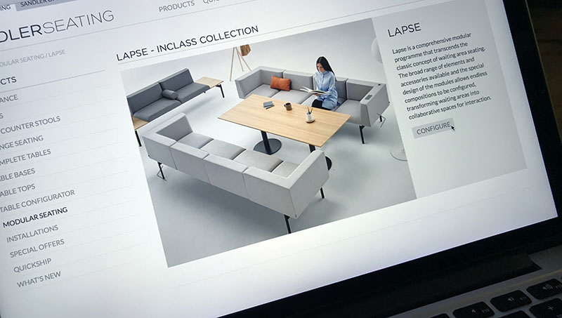 product range landing pages for Sandler Seating