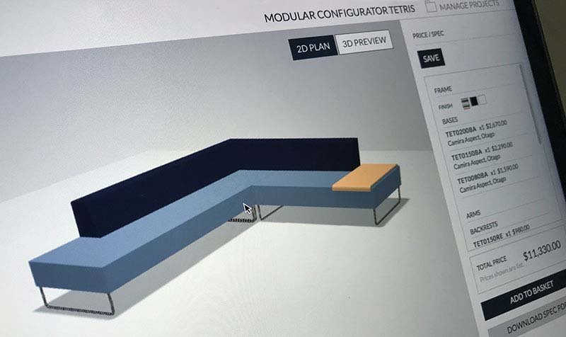 modular furniture configurator for Sandler Seating
